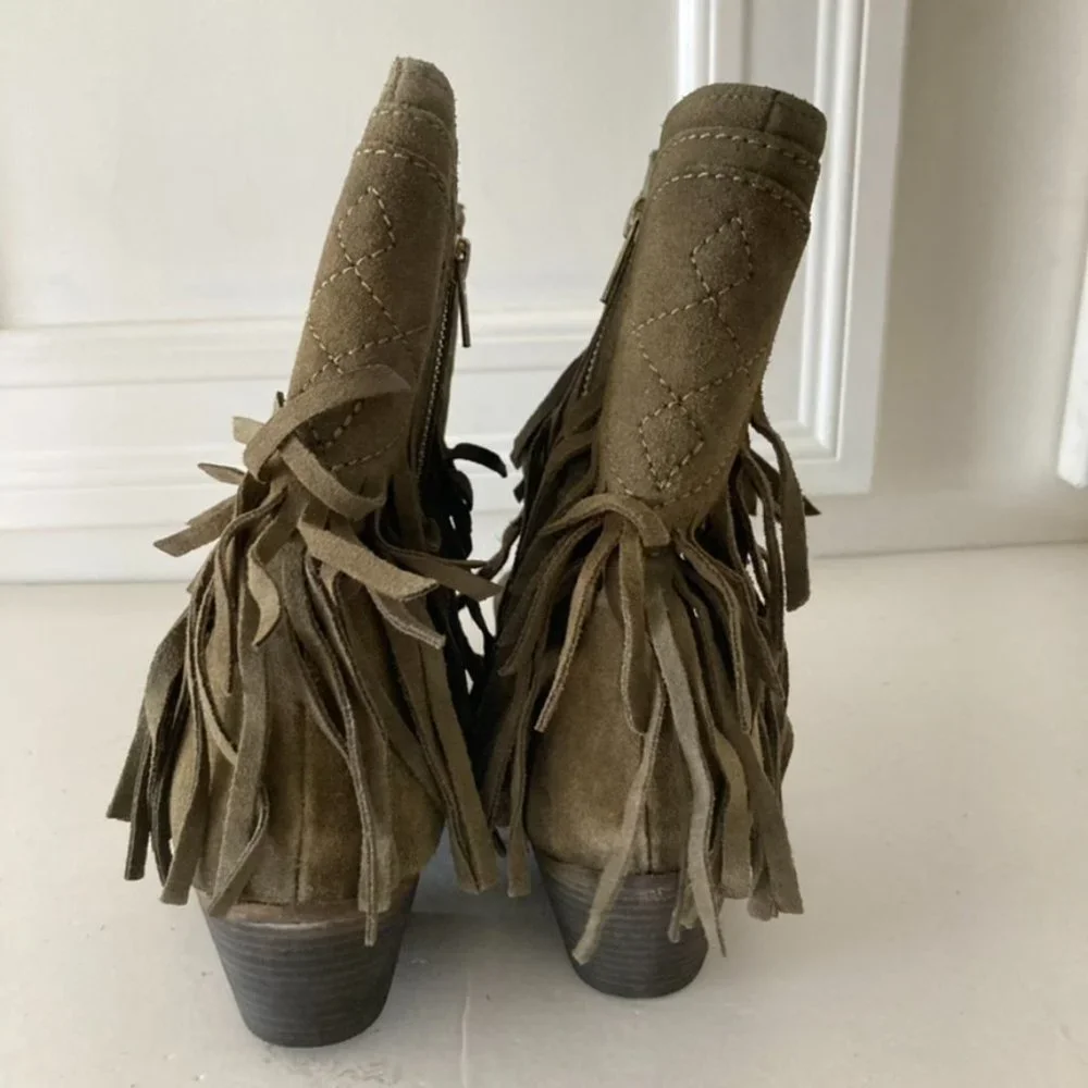 NWOT Free People Lawless Fringe Moss Suede Western Boots 11 41